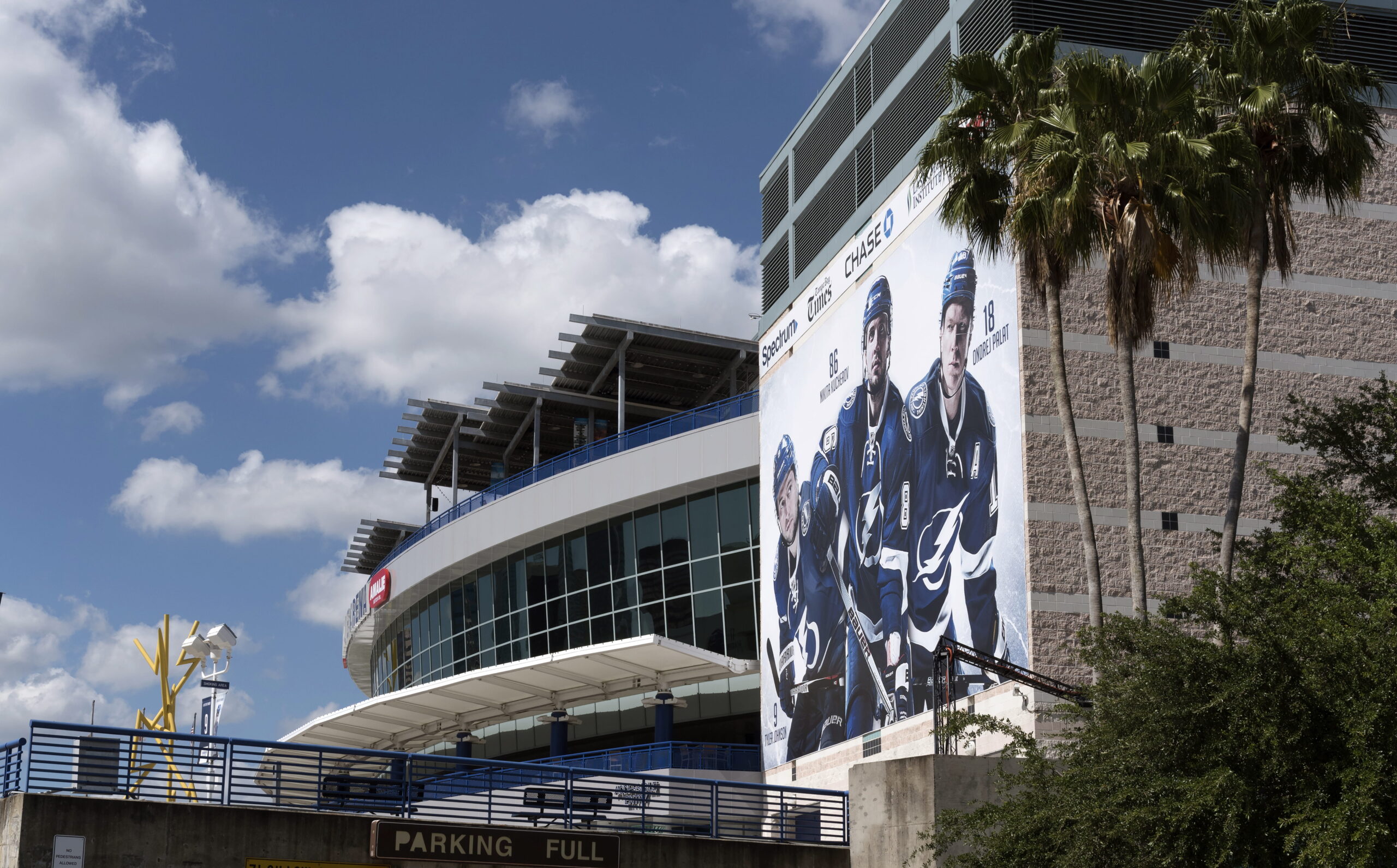 Tampa Bay Lightning arena exterior in downtown Tampa on a sunny day